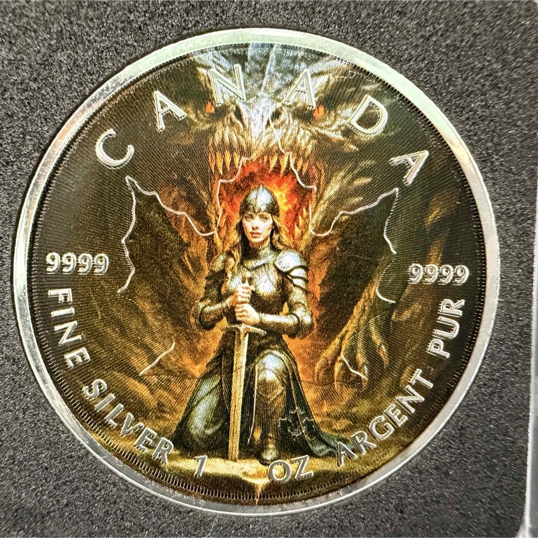 100枚限定 メイプルリーフ 銀貨 カラー ドラゴンナイト 1オンス 1oz