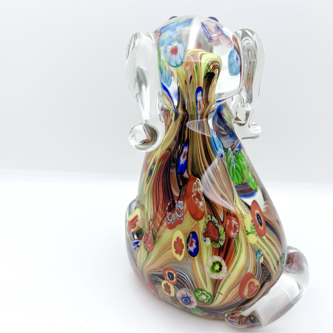 希少】ヴェネチアンガラス ミルフィオリ 犬 置物 ムラーノガラス オブジェ