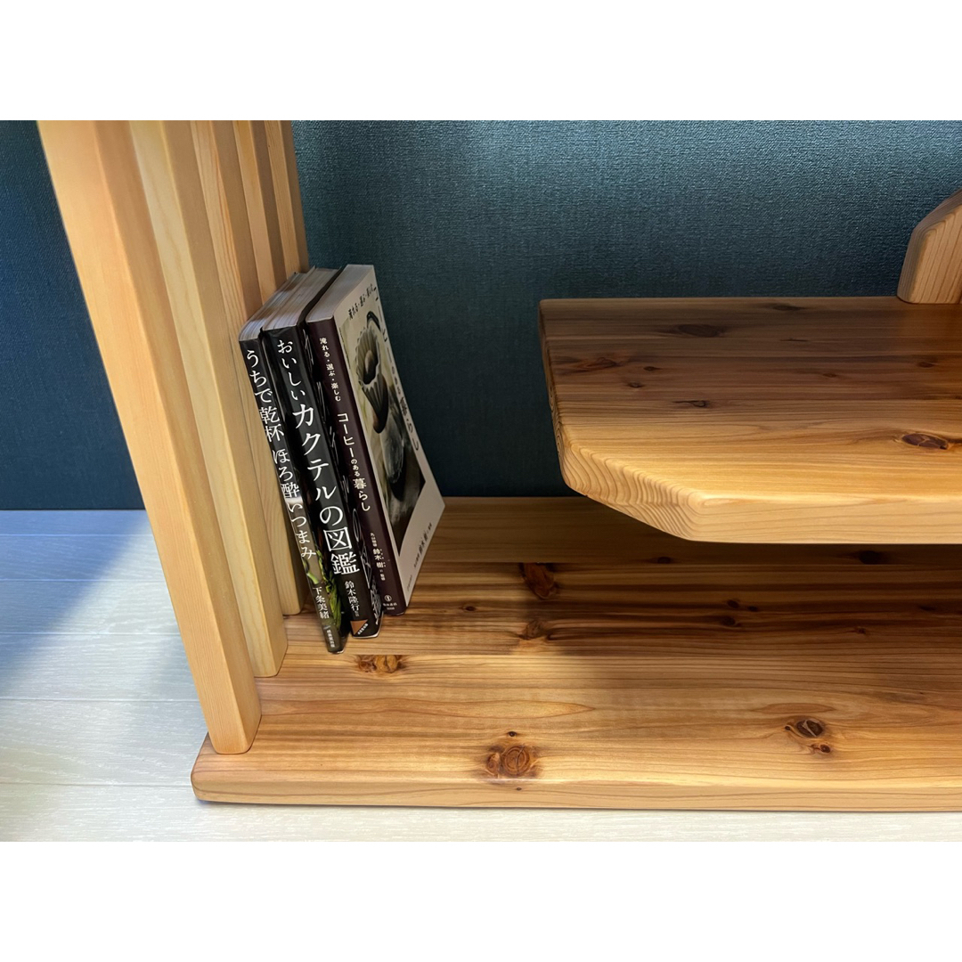 在庫整理】 テレビボード 棚板付き 縦格子型 シェルフ 小物置き 杉 120