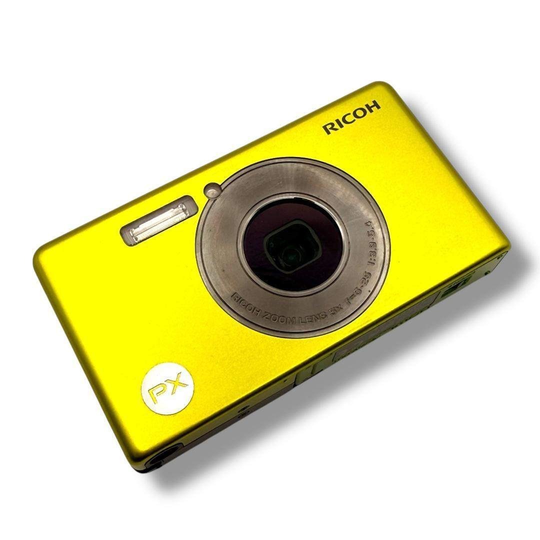 133】 美品！RICOH PX デジタルカメラ イエロー系 ライムグリーンの