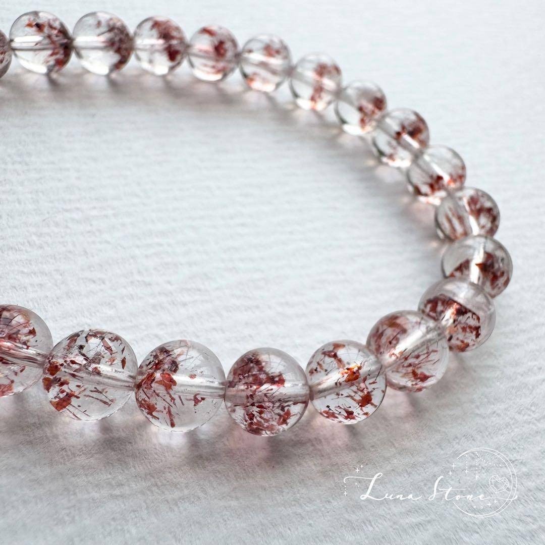 鑑別書付き レピドクロサイトインクォーツ】天然石 ブレスレット