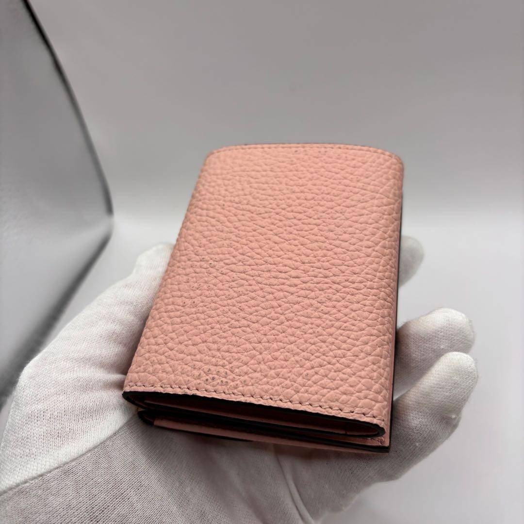 付属品あり BONAVENTURA 三つ折り財布 ピンク クロコ 型押し 財布