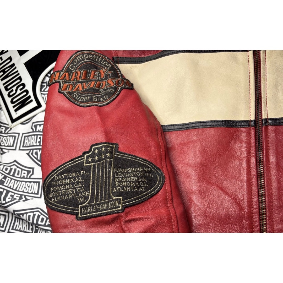 Harley Davidson - ハーレーダビッドソン 背面&袖・銀糸・赤糸・刺繍