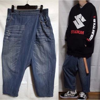 希少 【コムデギャルソン】前後ジップ デニム サルエルパンツ インディゴ M