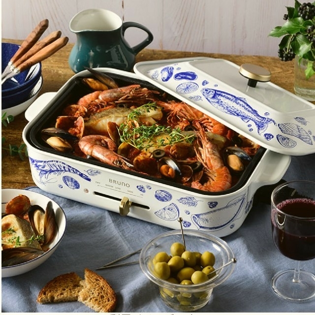 新品オマケ付き ペスカトーレ柄 ブルーノ コンパクト ホットプレート