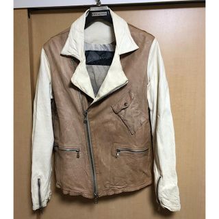 GIORGIO BRATO レザー シングルライダースジャケット ベージュ M