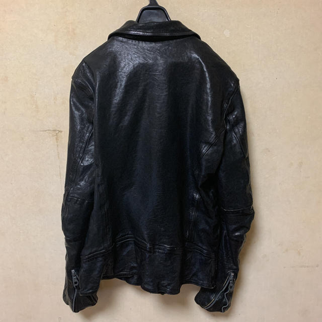 ドイツカーフ製品染めシングルライダース BLACK 希少XL BACKLASH