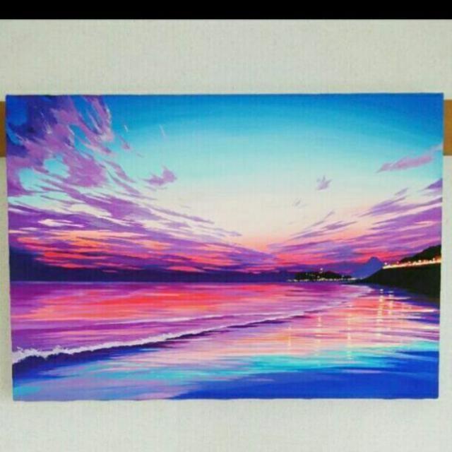 KATSUYA153絵画アート 海 夕焼け 空