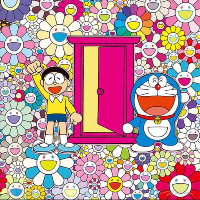 未開封品 村上隆 おすわりドラえもん『どこでもドア』シルクスクリーン