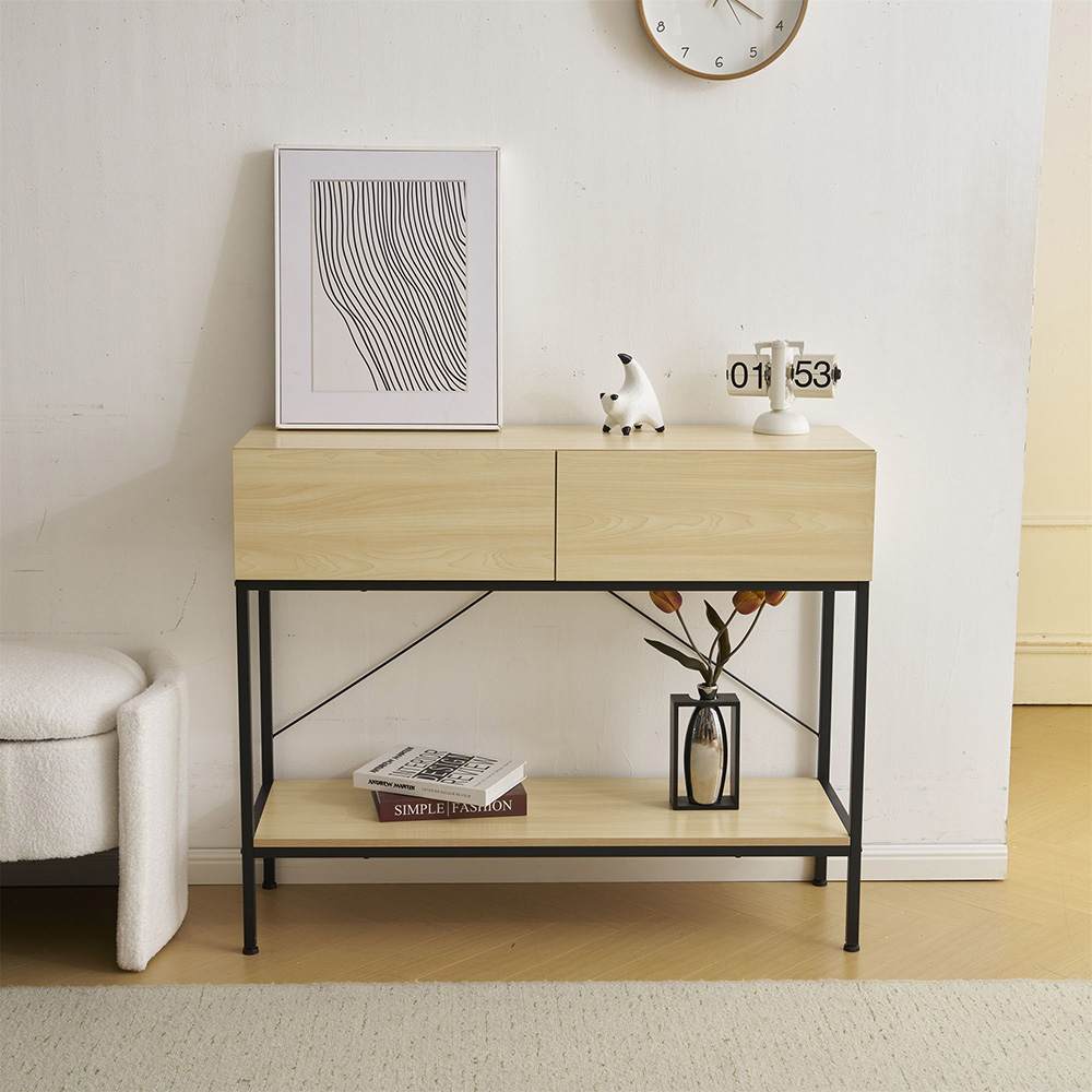 コンソールテーブル ナチュラルウッド サイドテーブル 100x20x100cm