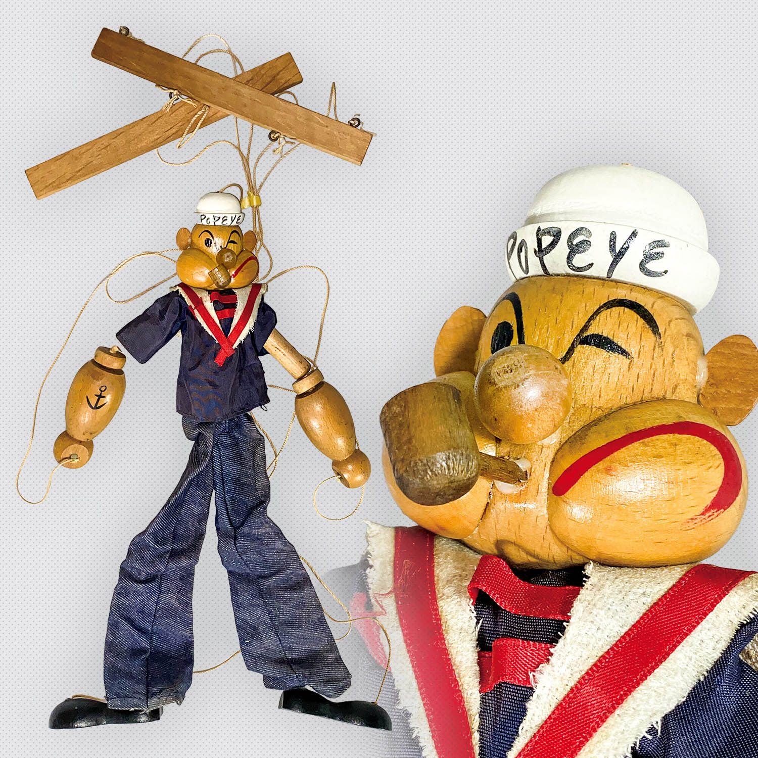 1135] ポパイ 木製操り人形