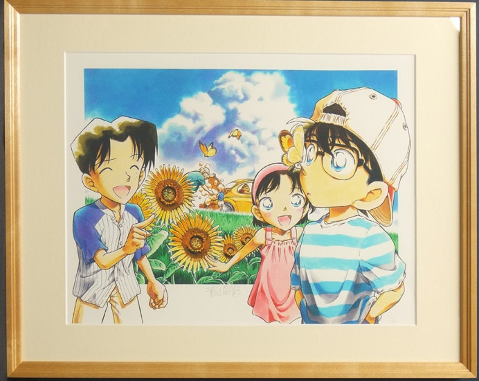 レア✨名探偵コナン 青山剛昌先生イラストサイン入り 複製原画 ミニ