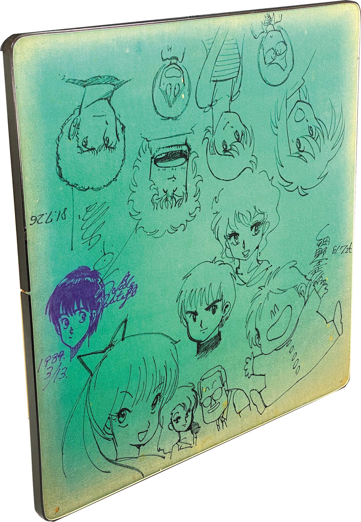 3072］ 細野不二彦/原秀則/幡地英明 直筆イラストサイン入り炬燵板