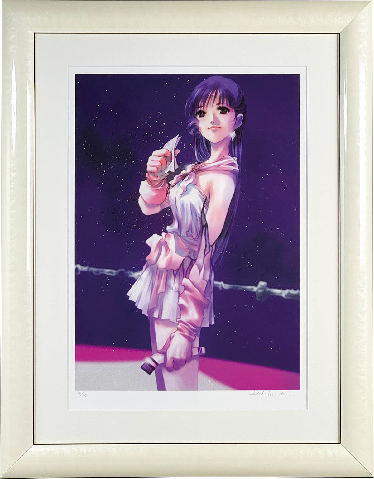 直筆サイン入り】美樹本晴彦 マクロスII 版画 額装済 4/375 額装済み