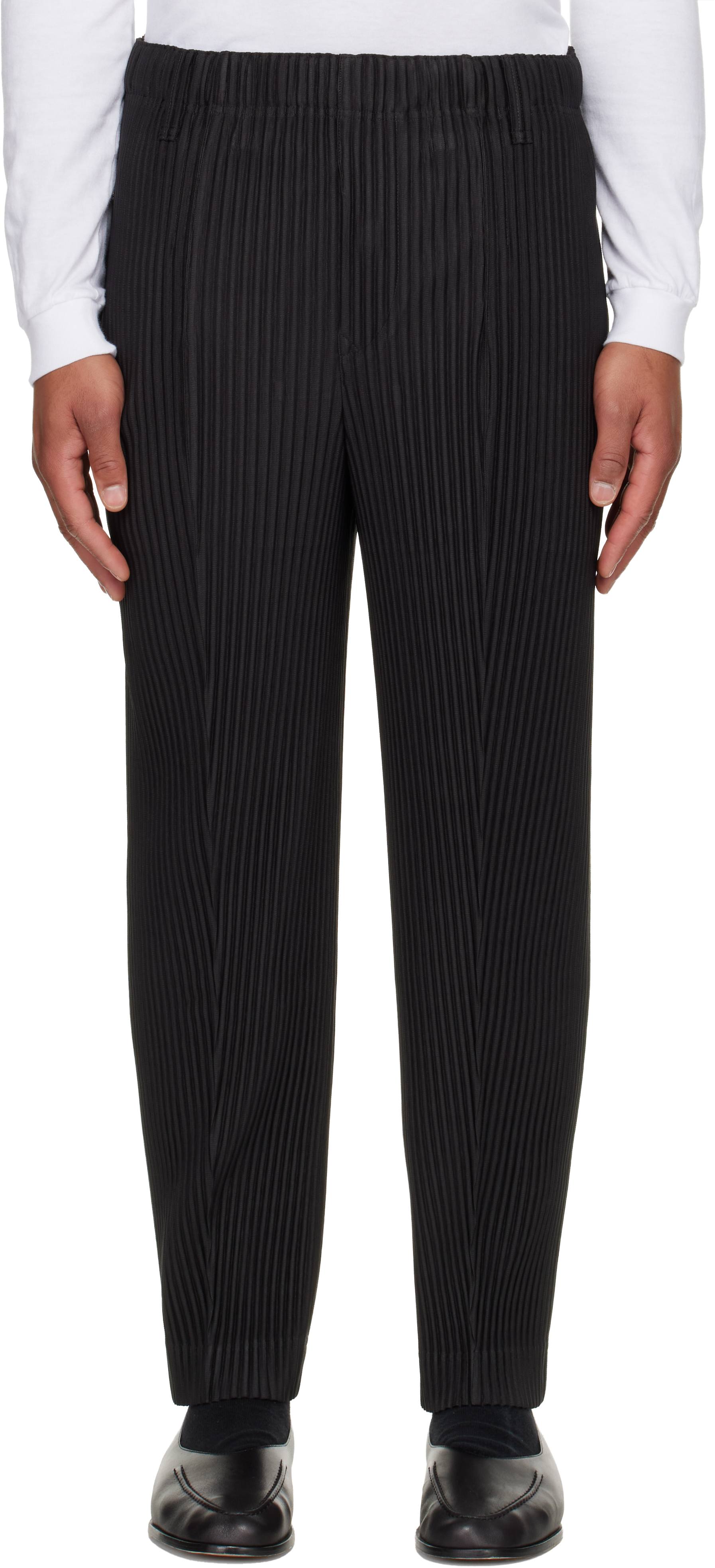 Gray Compleat Trousers by HOMME PLISSÉ ISSEY MIYAKE on Sale