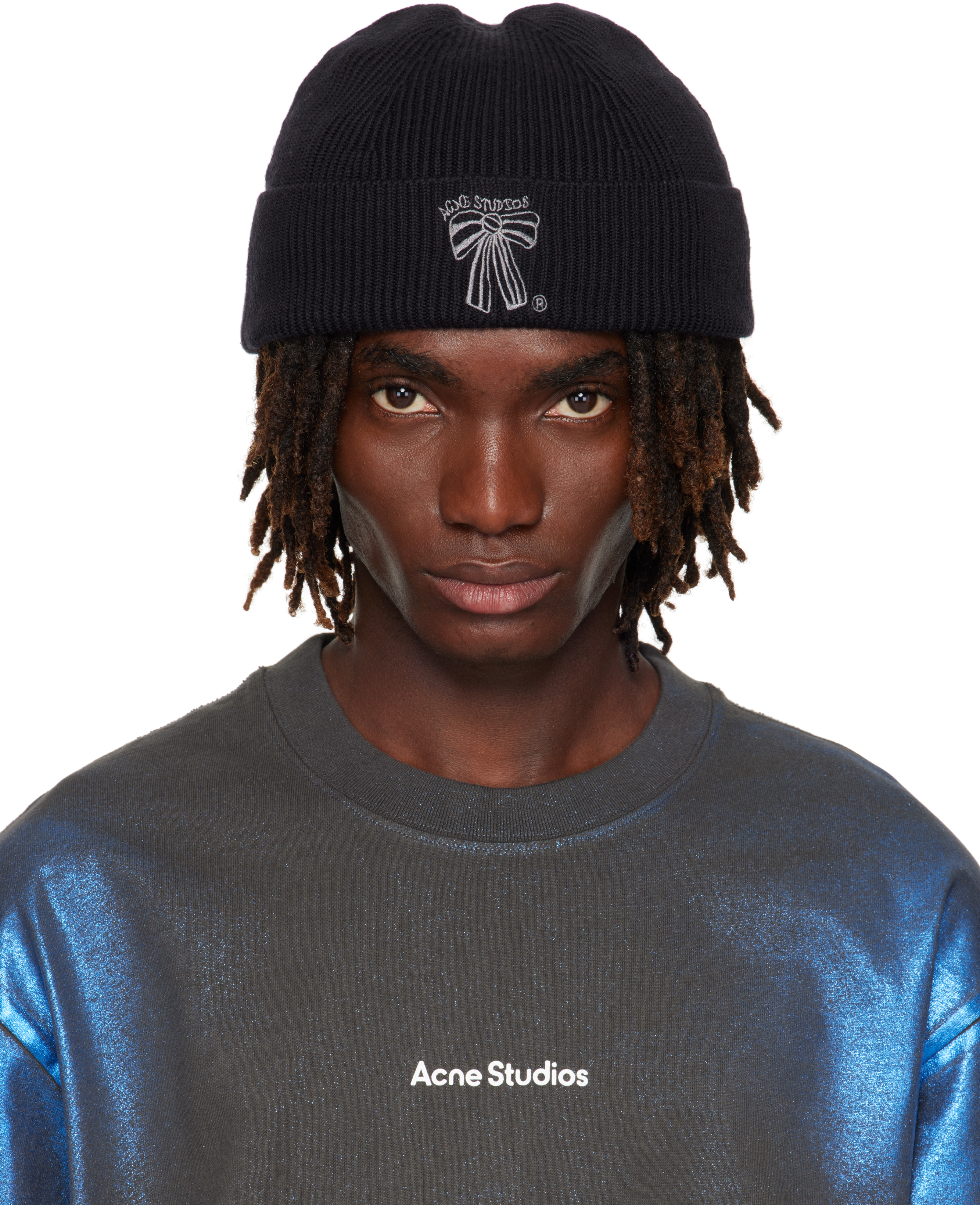 Acne Studios: ブラック メリノウール ビーニー | SSENSE 日本