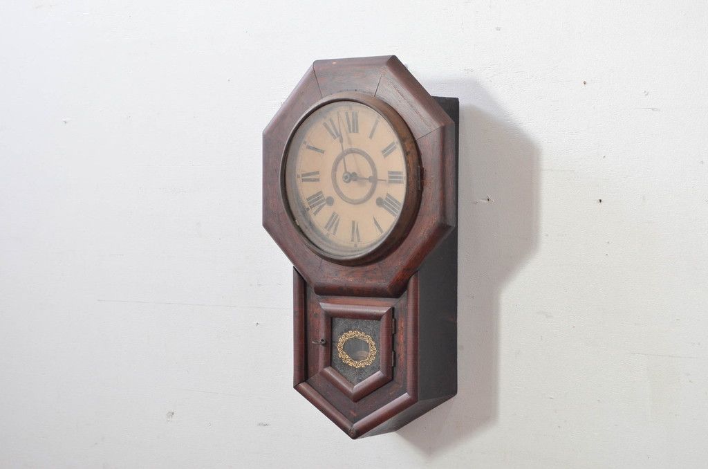 アンティーク八角掛時計 レトロ MEIJI CLOCK ボンボン時計 明治時計 柱