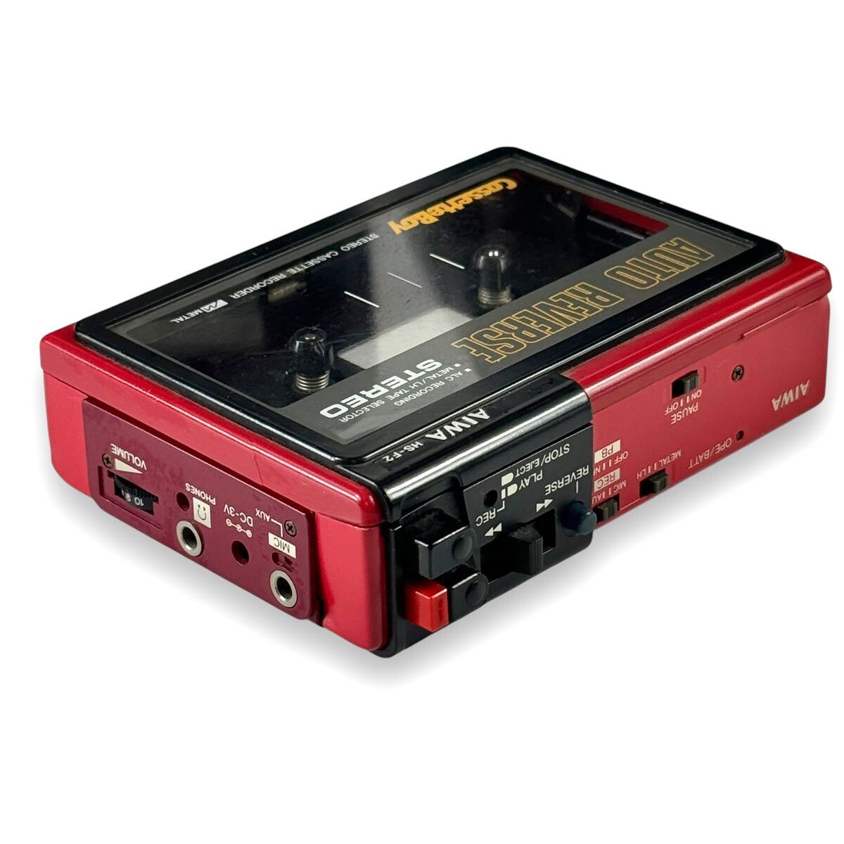 V1a レア AIWA アイワ HS-F2 カセットレコーダー レッド ステレオ
