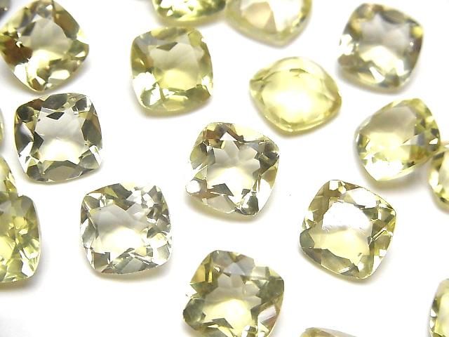 レモンクォーツ ルース スクエアファセットカット10×10mm 2粒｜天然石