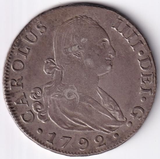 1798年 カルロス4世 メキシコ8レアル銀貨 MO 貿易銀 1798年 カルロス4