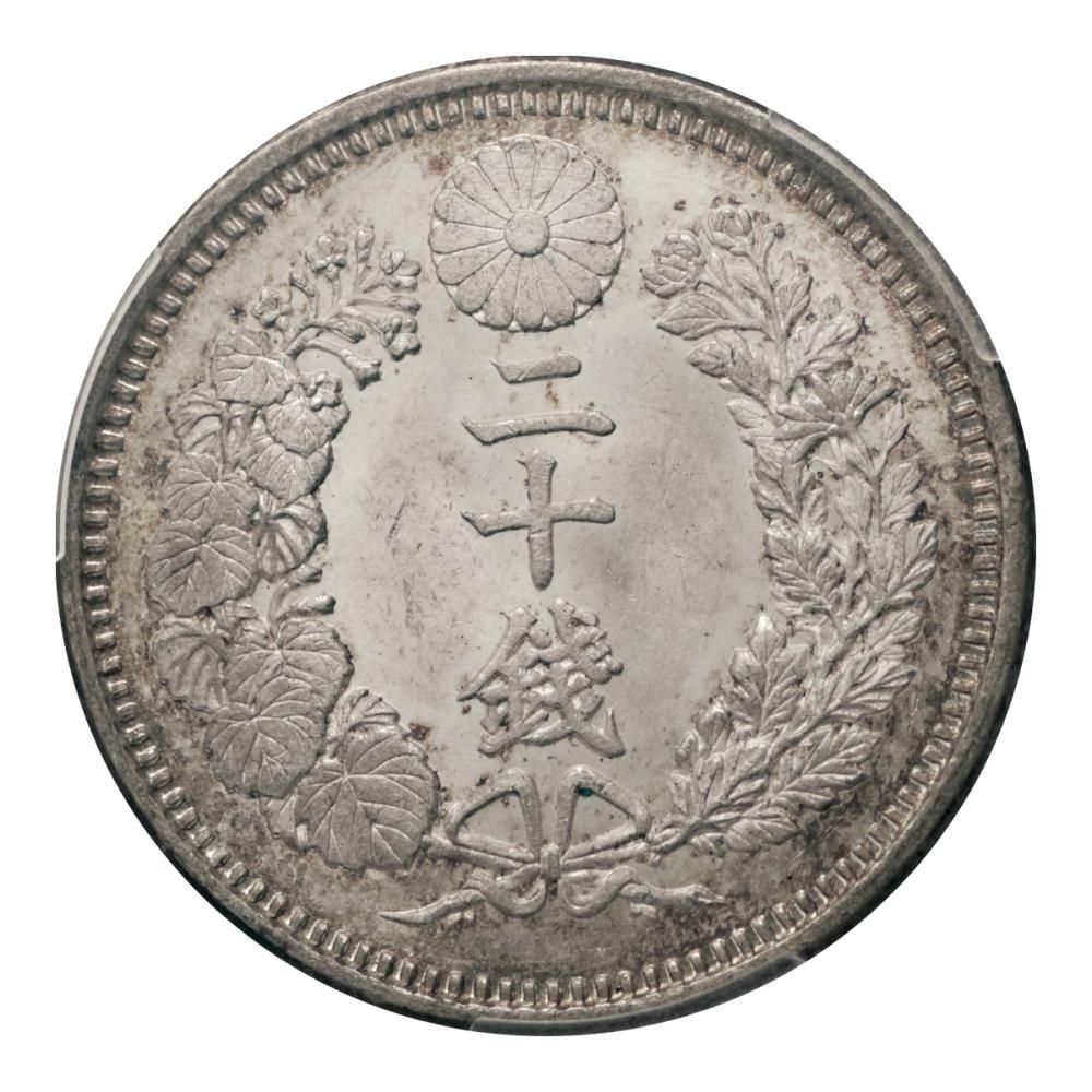 竜20銭銀貨9枚。 22-429 竜20銭銀貨 明治9年・後期