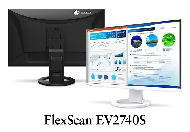 EIZO、標準消費電力12Wの27型4K液晶ディスプレイ「FlexScan EV2740S