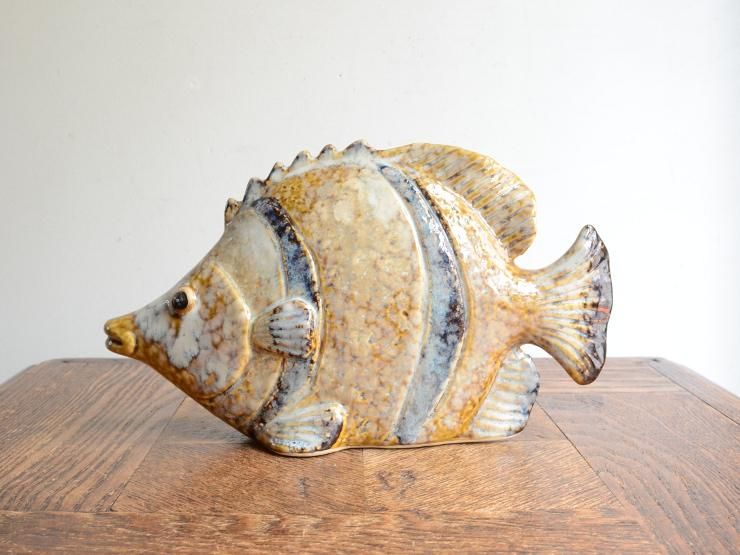 フランスビンテージ壁掛け セラミックフィッシュ 陶器 魚 フランス