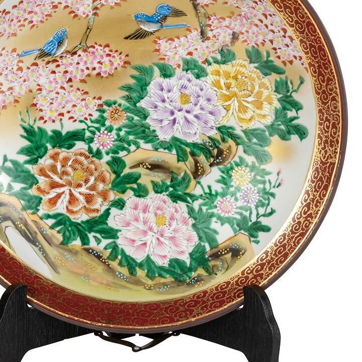 九谷焼角福印色絵山水図扇形皿5枚 [B26226] 九谷焼角福印色絵山水図