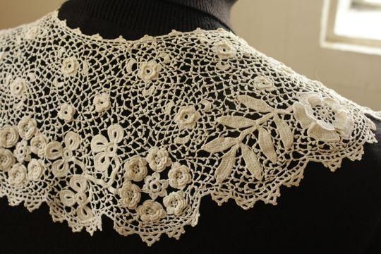 1880年代 フランス アイリッシュクロシェレース つけ襟 ビッグカラー