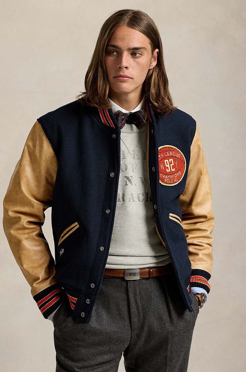 Polo Ralph Lauren bomber jacket Polo Varsity Jacket men's blue