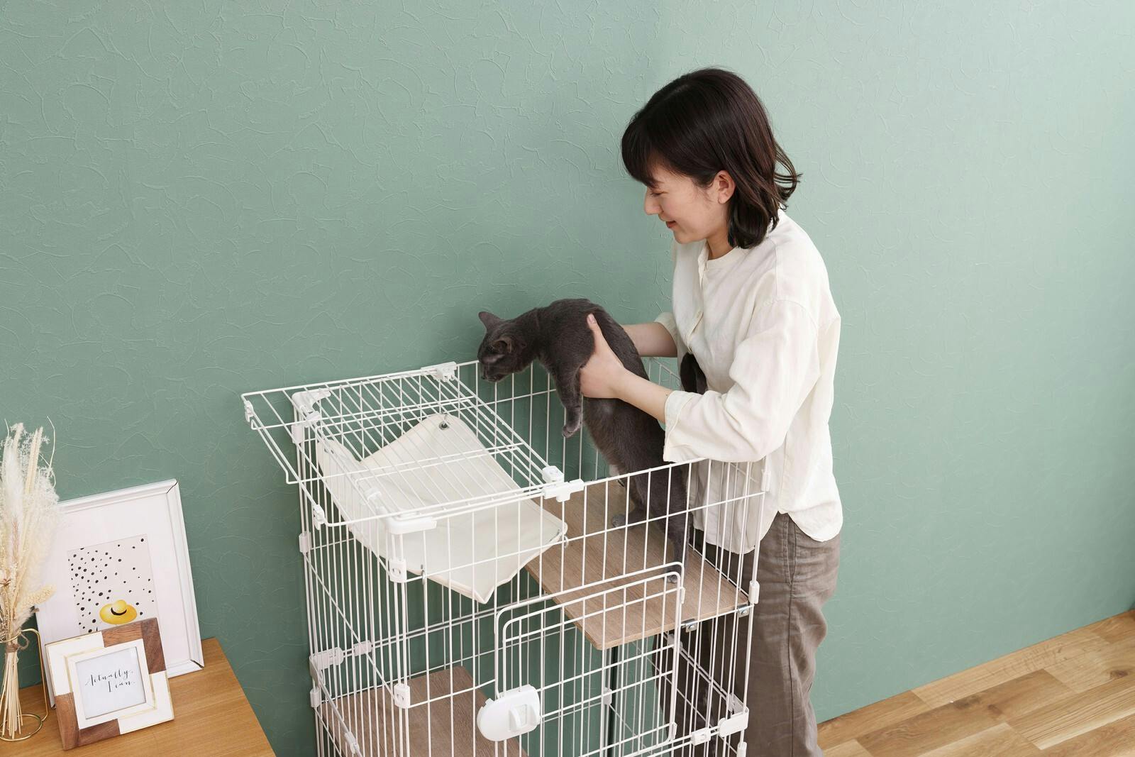 INPET Cat Mini キャットケージ ハンモック付き ブラウン INPET Cat