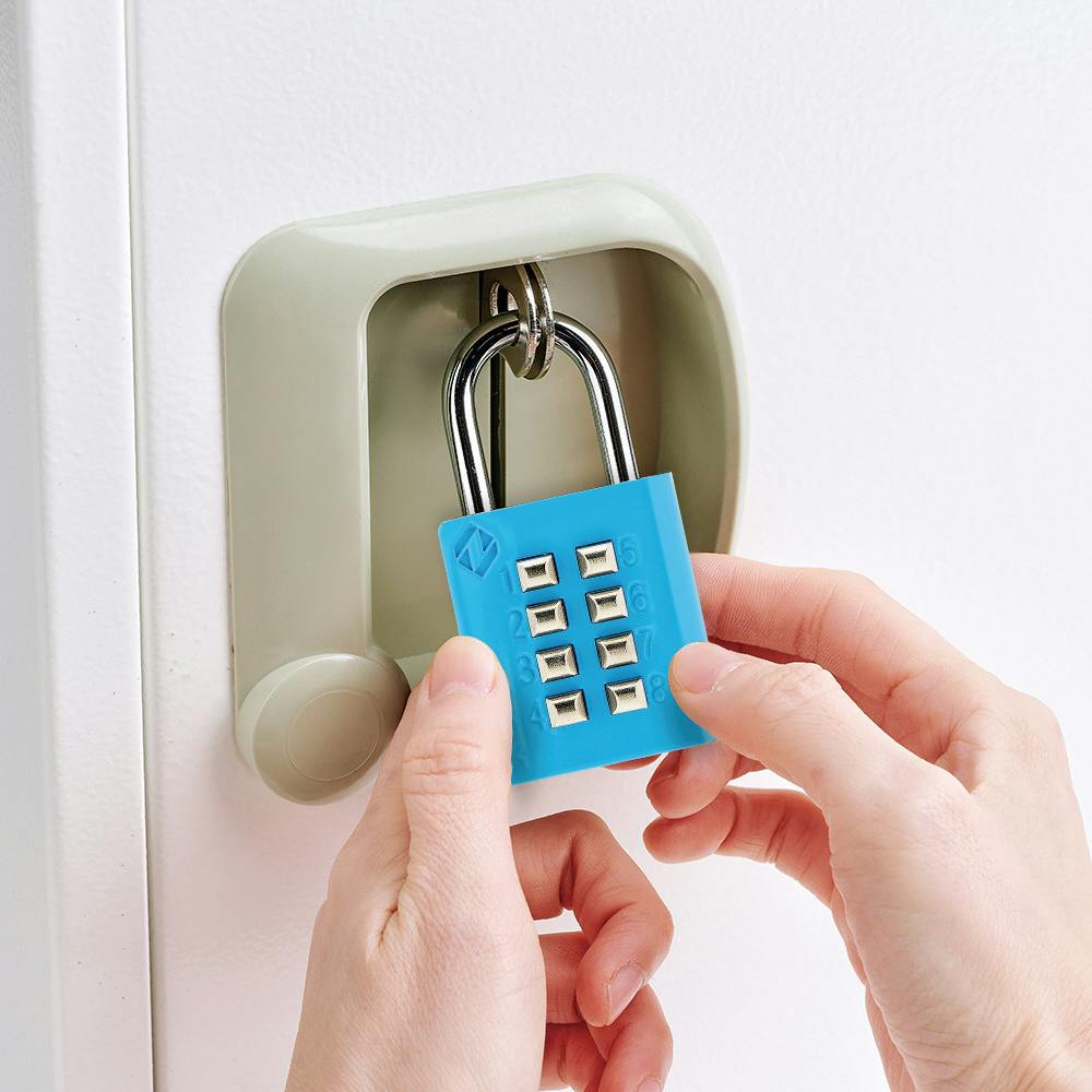 ザーカー 8桁ボタン式 南京錠 ツル径5mm ブルー XB35-B プッシュ式