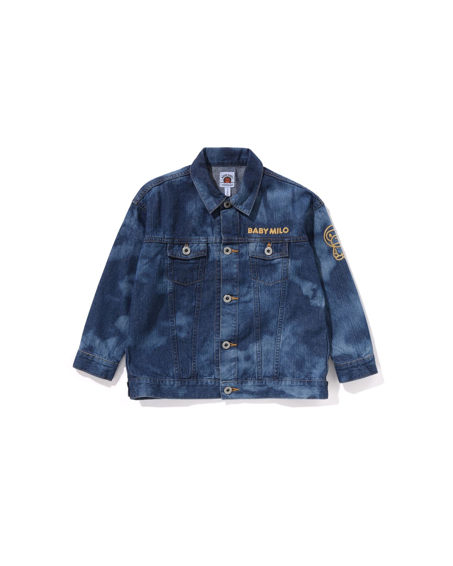 A BATHING APE® Kids Milo High Tone Bleach Loose Fit 10oz Denim