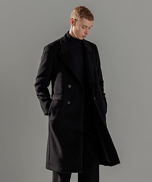 MOVB ネイビー ダブルブレスト チェスターコート モーブ MOVB ネイビー