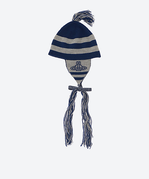 ヴィヴィアンウエストウッド ORBフラップ付きワッチ ニット帽 グレー