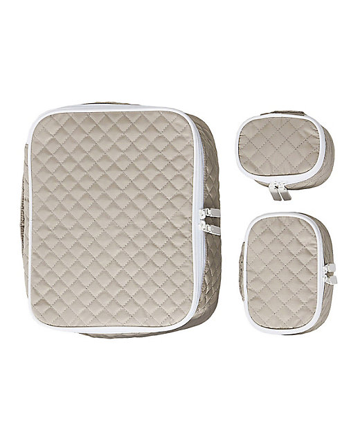 ダイヤモンドキルトポーチ 3点セット サンド | HOTEL LIKE INTERIOR