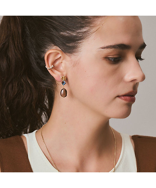 agate フープピアス 10k クォーツ チャーム K10クォーツピアスチャーム