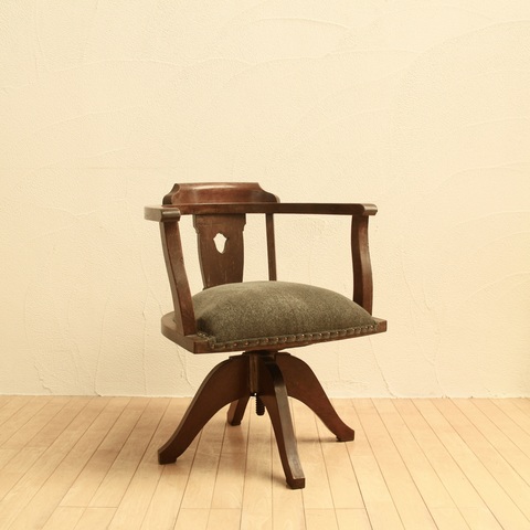 ドクターチェア Japanese antique 大正時代 張替済 回転椅子 ドクター