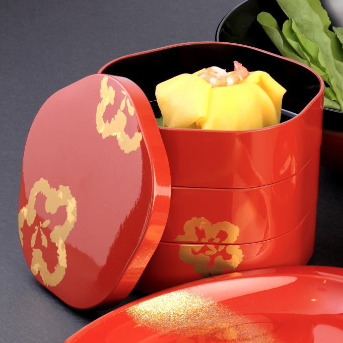 梅型三段重箱 当店ベストセラーお重箱 FC32-2/3 漆器の井助