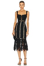 self-portrait Cord Lace Midi Dress in Black | FWRD