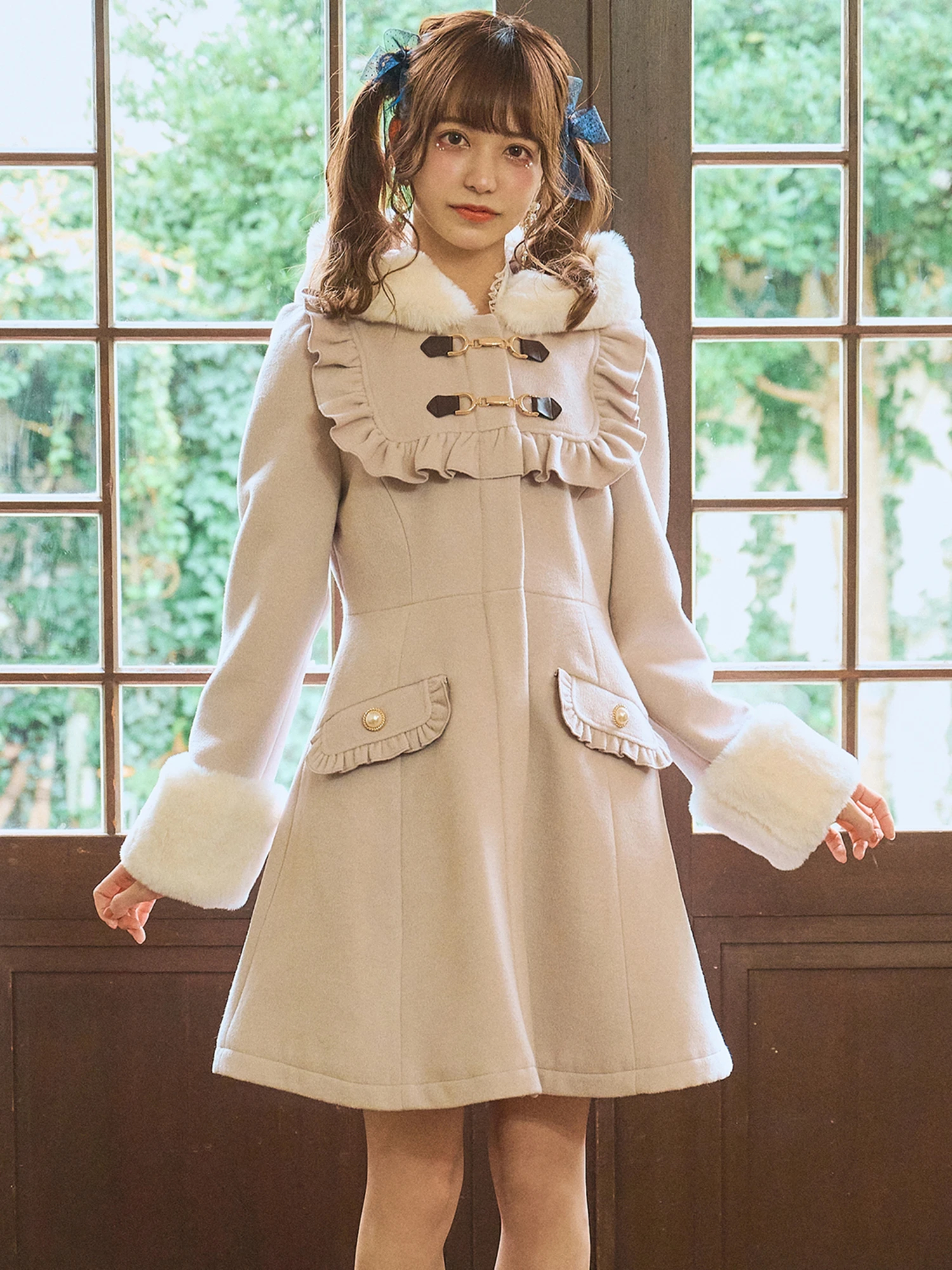 ポンポネットジュニア Lサイズ アイボリー ダッフルコート