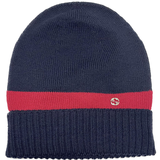グッチ ウール ニット帽子 メンズ ネイビー #S GUCCI - インポート