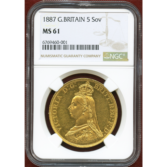 イギリス ヴィクトリア ジュビリー 銀貨 1887 NGC MS 61