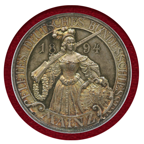 スイス ニトヴァルデン 5フラン銀貨 1861年 PCGS MS63 射撃祭