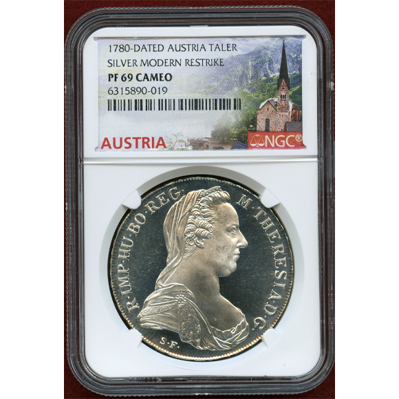 MS66 1780 SF オーストリア マリアテレジア 1ターラー ターレル銀貨