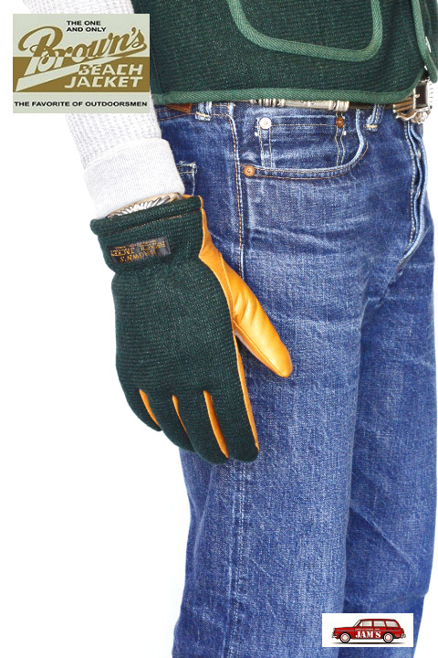 Browns BEACH」 LEATHER GLOVES ブラウンズビーチ レザーコンビ