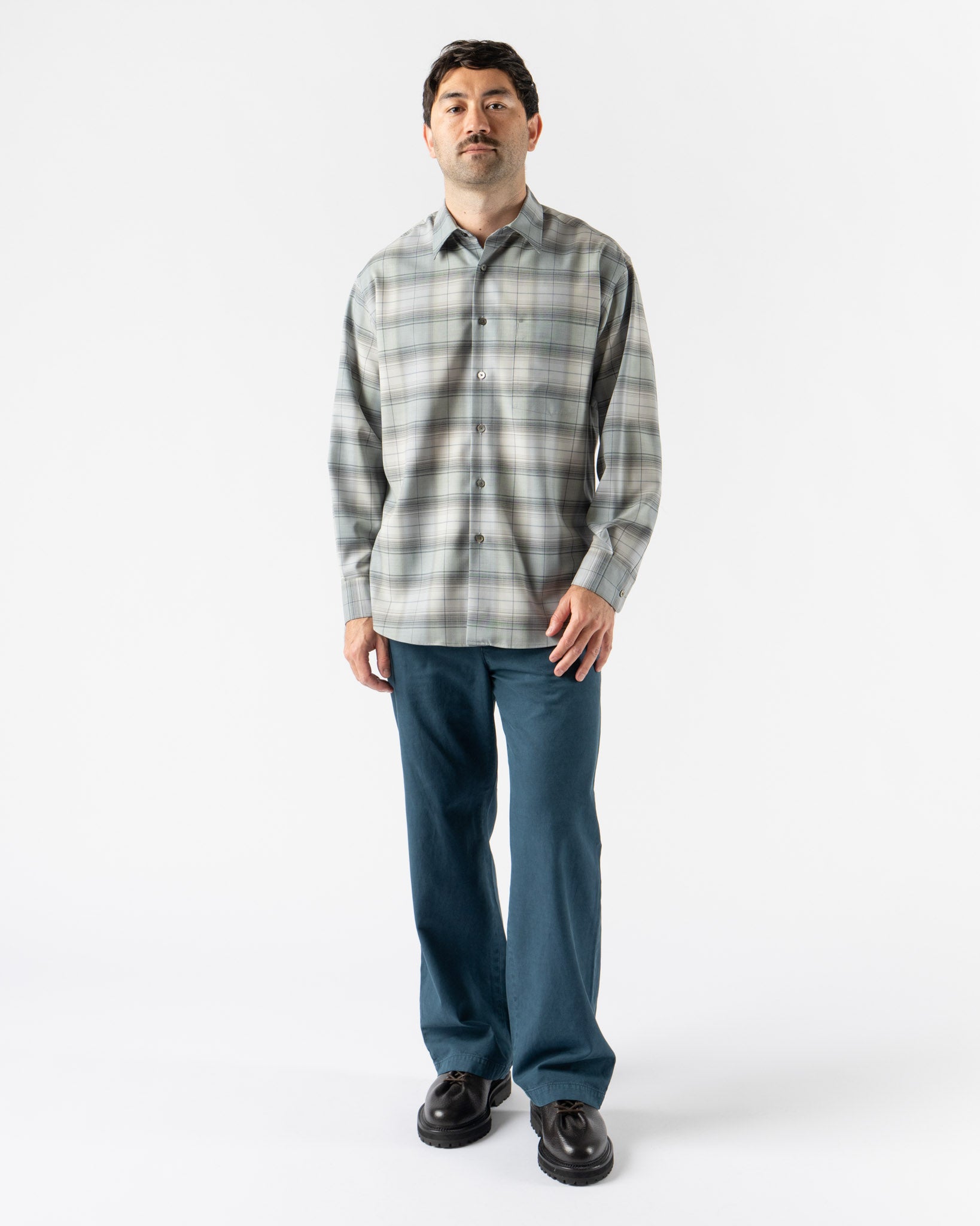 Auralee Product Dyed Finx Gabardine Pants in Dyed Navy Curated at