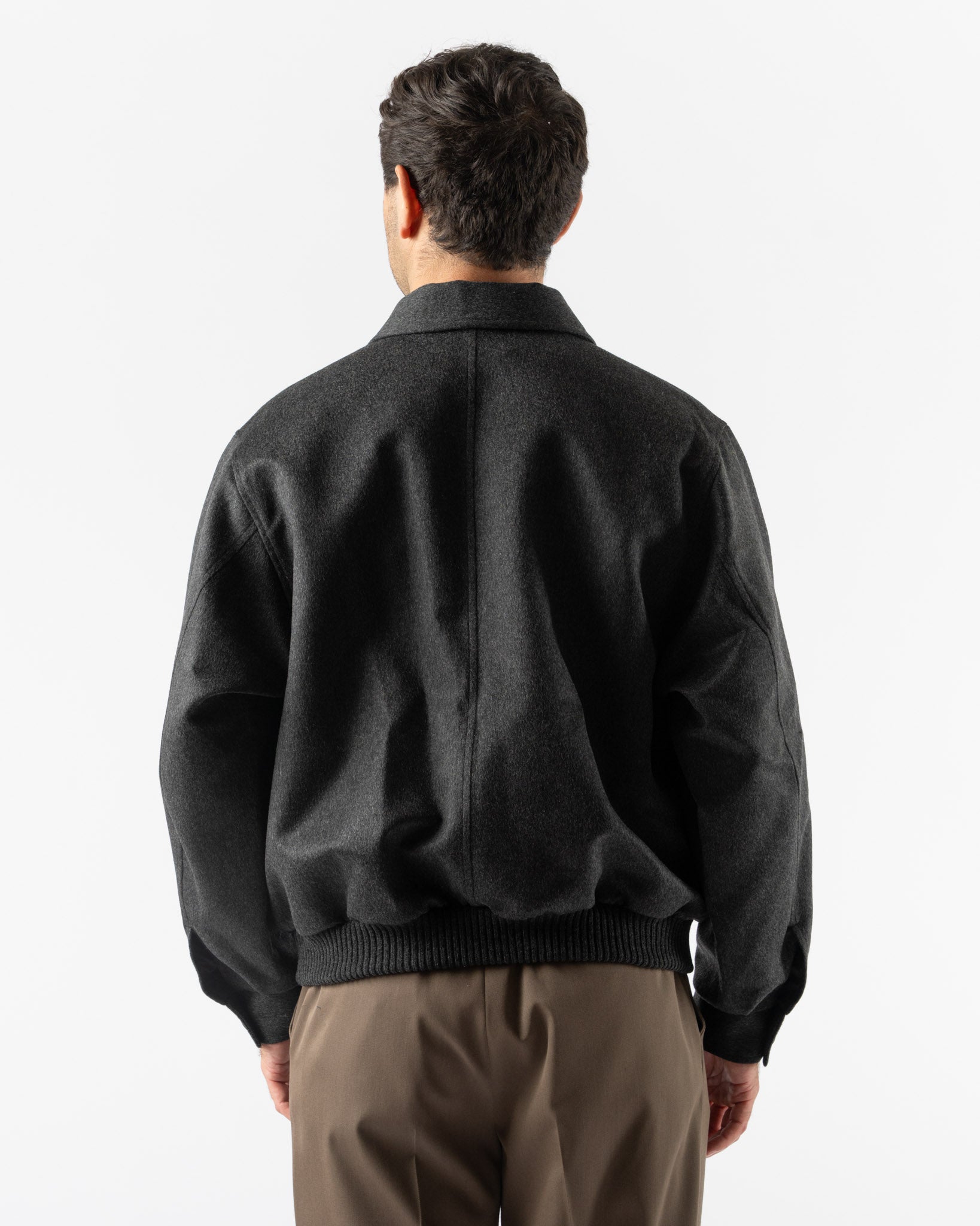 Auralee Cashmere Moleskin Zip Blouson in Top Charcoal Curated at
