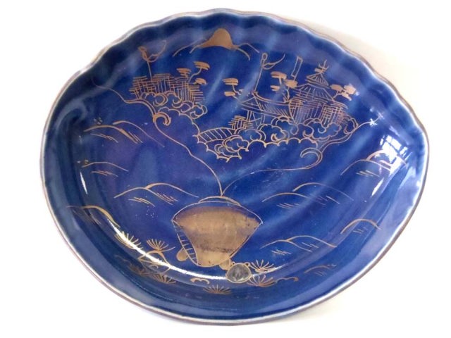 古伊万里瑠璃金彩あざみ図なます皿5枚 [B25909] 古伊万里瑠璃金彩