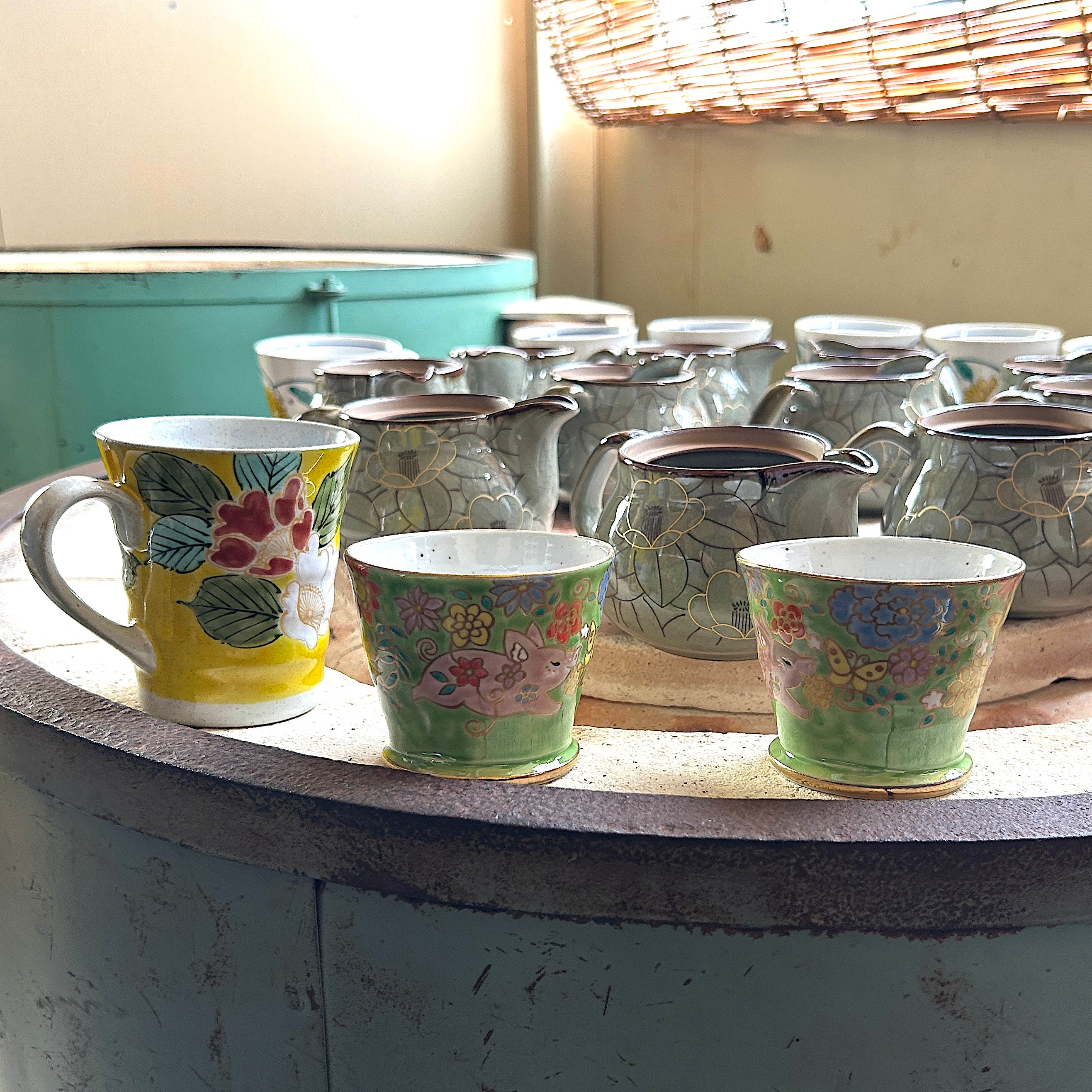 琥山窯 ぐい呑み バーバリー ハンカチ 深川製磁 ワインカップ 琥山窯